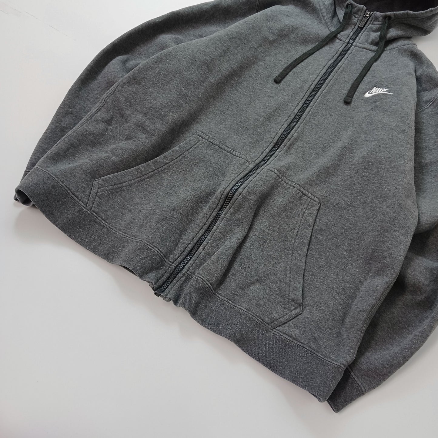 NIKE ナイキ フルジップパーカー スウェット 裏起毛 ロゴ刺繡 ダークグレー L