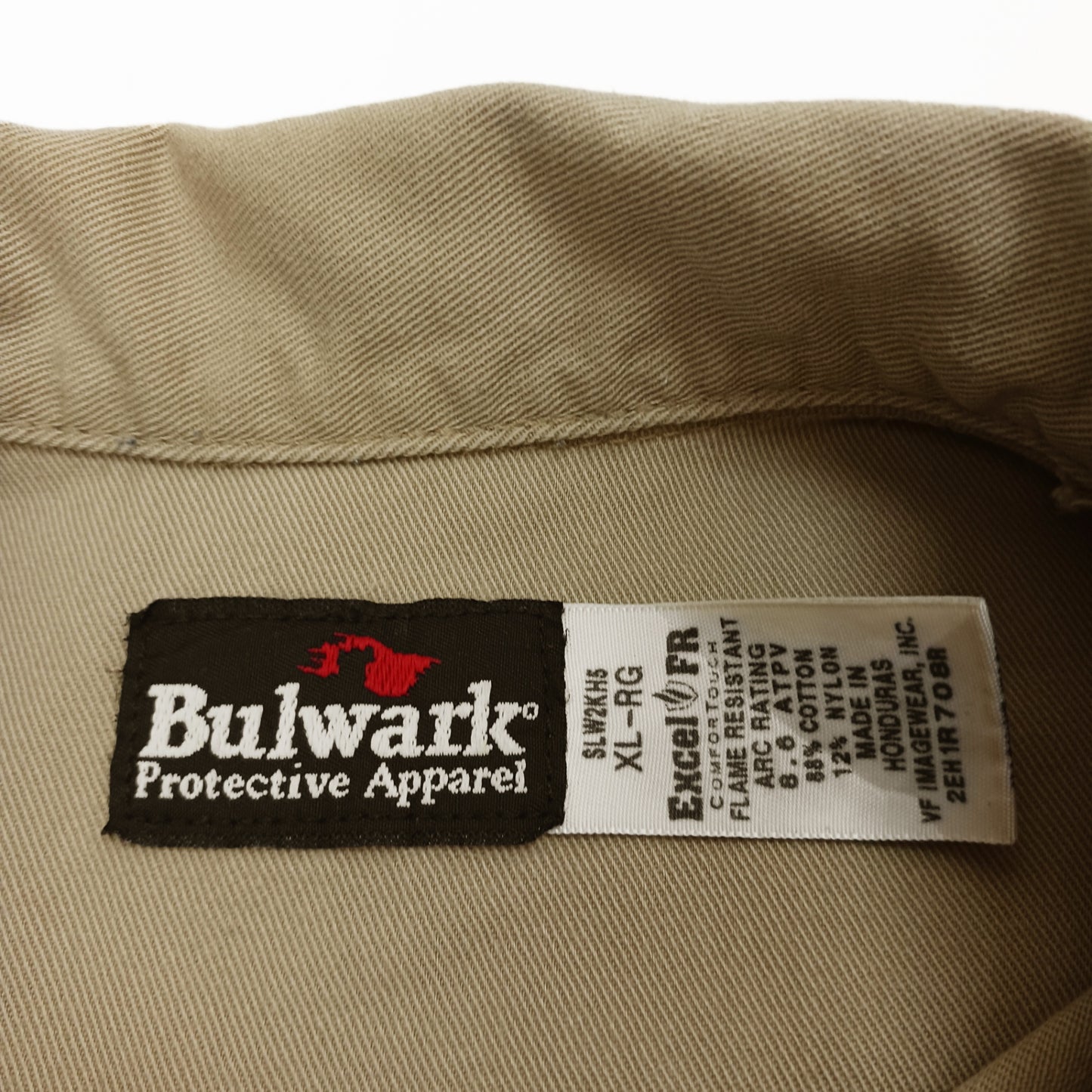Bulwark ブルワーク 長袖 ワークシャツ 企業ロゴ ワッペン ベージュ系 XL