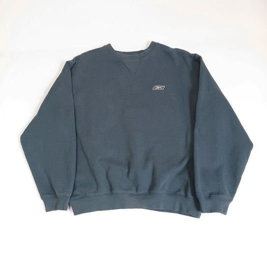Reebok リーボック スウェット トレーナー ロゴ刺繍  裏起毛 スモーキーブルー L