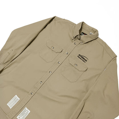 Bulwark ブルワーク 長袖 ワークシャツ 企業ロゴ 刺繡 ベージュ XL