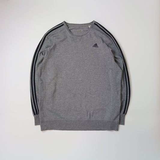 adidas アディダス エッセンシャルズ スリーストライプス トレーナー 裏起毛 グレー XL