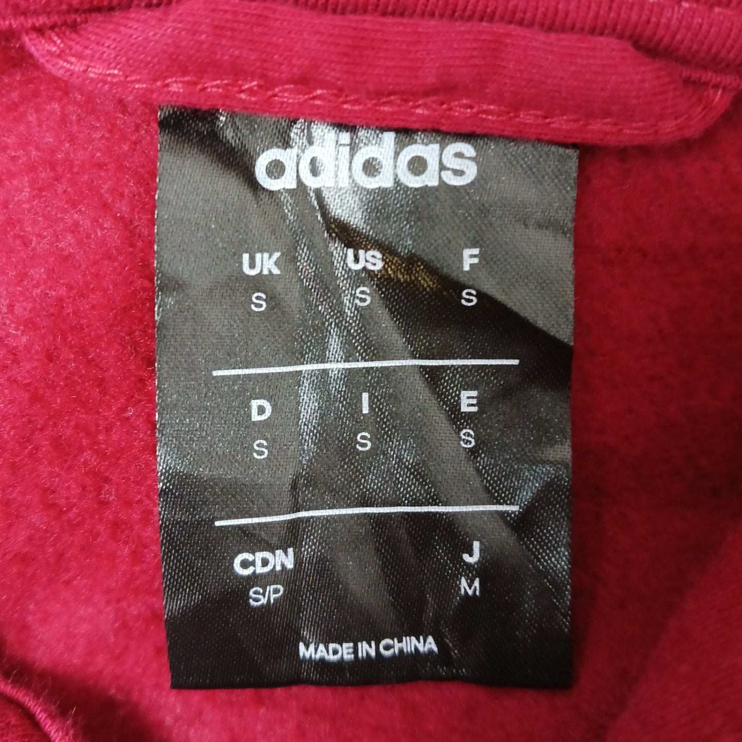 adidas アディダス フルジップパーカー スウェット スリーストライプス ワンポイント 裏起毛 レッド系 M