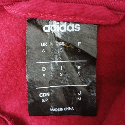 adidas アディダス フルジップパーカー スウェット スリーストライプス ワンポイント 裏起毛 レッド系 M