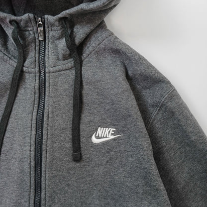NIKE ナイキ フルジップパーカー スウェット 裏起毛 ロゴ刺繡 ダークグレー L