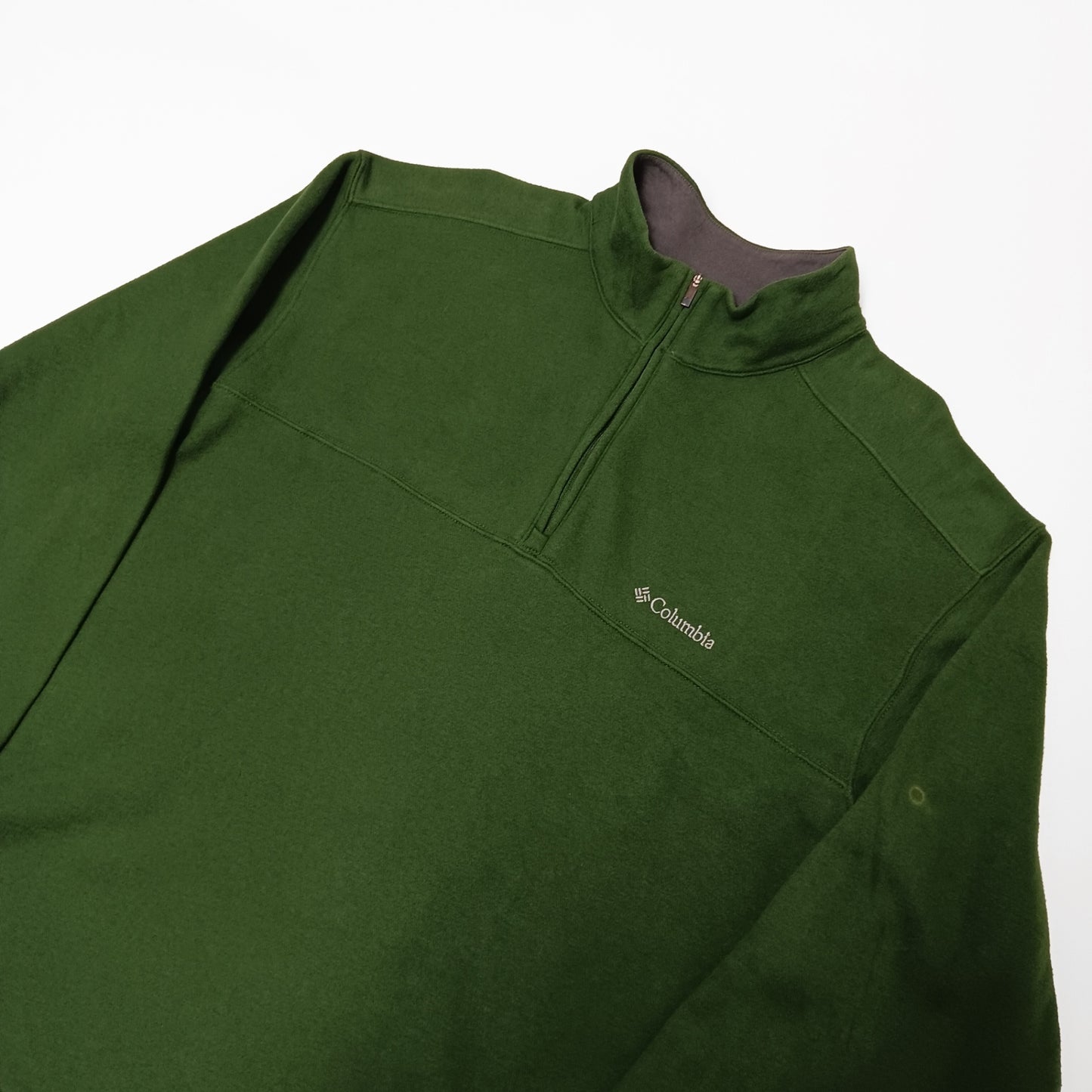Columbia コロンビア ハーフジップ スウェット トレーナー 裏起毛 グリーン L