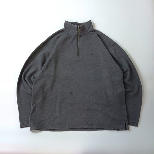 00s Reebok リーボック ハーフジッププルオーバー スウェット ダークグレー 裏起毛 L
