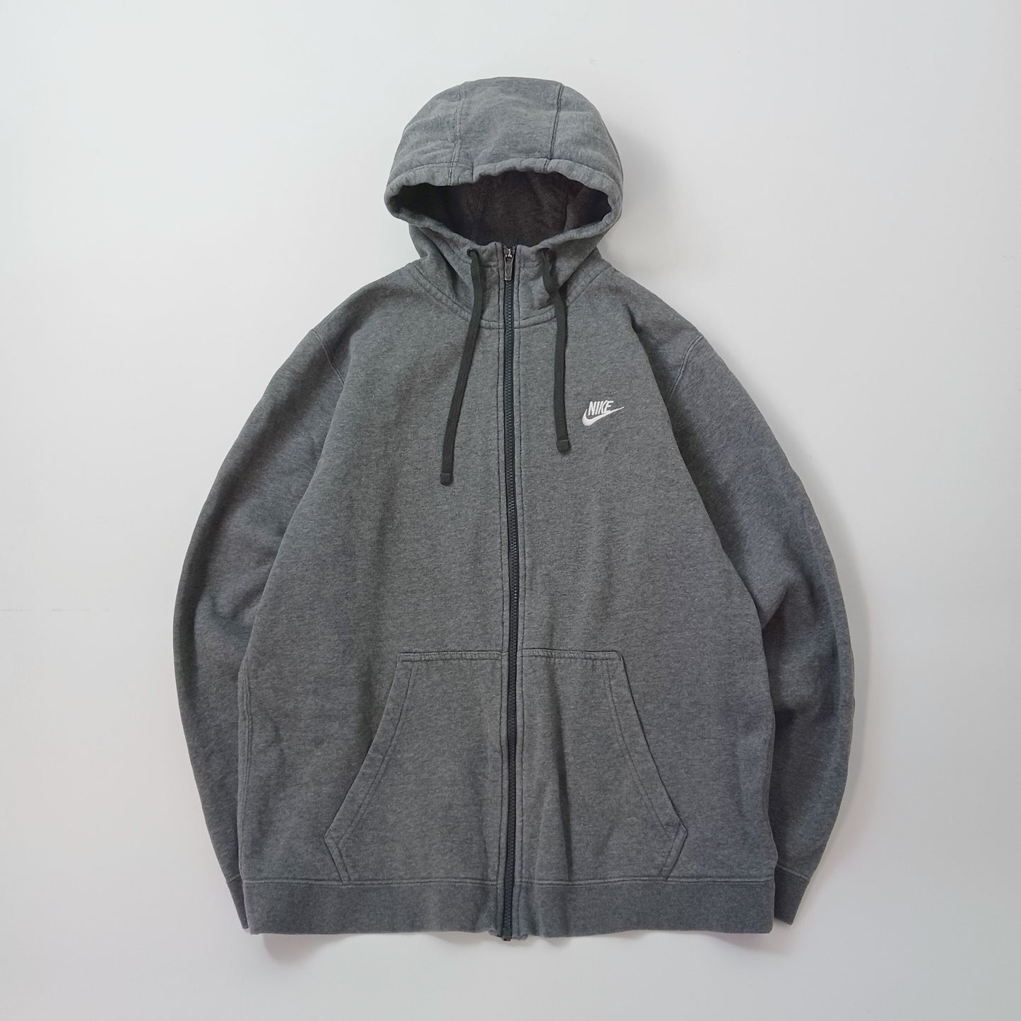 NIKE ナイキ フルジップパーカー スウェット 裏起毛 ロゴ刺繡 ダークグレー L