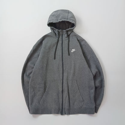NIKE ナイキ フルジップパーカー スウェット 裏起毛 ロゴ刺繡 ダークグレー L