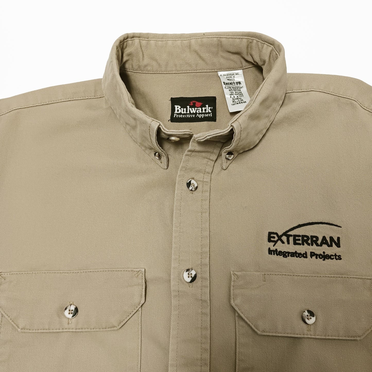 Bulwark ブルワーク 長袖 ワークシャツ 企業ロゴ 刺繡 ベージュ XL