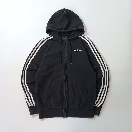 adidas アディダス フルジップパーカー スウェット スリーストライプス 裏起毛 ブラックM