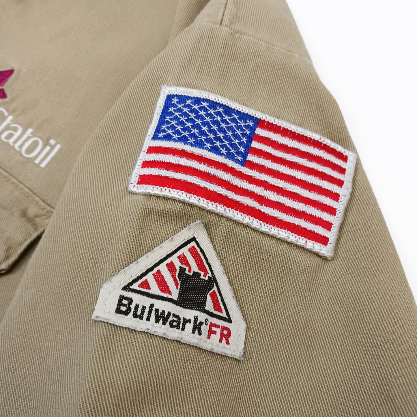 Bulwark ブルワーク 長袖 ワークシャツ 企業ロゴ ワッペン ベージュ系 XL