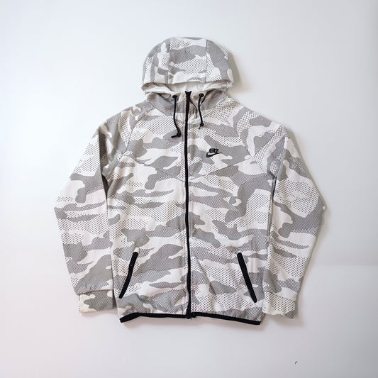 NIKE ナイキ フルジップパーカー 迷彩 ロゴプリント グレー×ホワイト XL