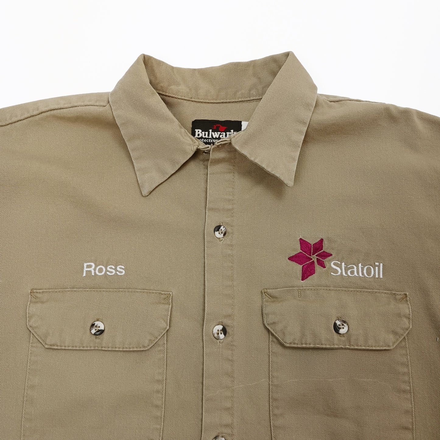 Bulwark ブルワーク 長袖 ワークシャツ 企業ロゴ ワッペン ベージュ系 XL