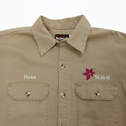 Bulwark ブルワーク 長袖 ワークシャツ 企業ロゴ ワッペン ベージュ系 XL