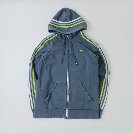 adidas アディダス フルジップパーカー スウェット スリーストライプス 裏起毛 チャコールグレー O
