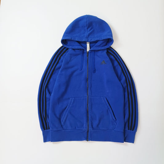 adidas アディダス フルジップパーカー スウェット スリーストライプス 裏起毛 ブルー O