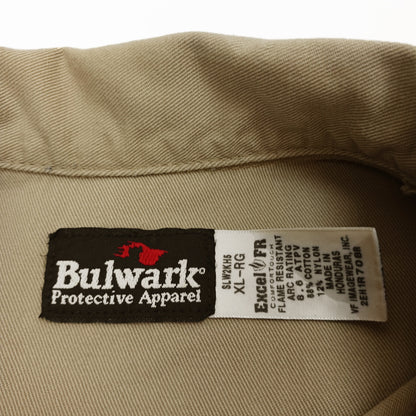 Bulwark ブルワーク 長袖 ワークシャツ 企業ロゴ ワッペン ベージュ系 XL